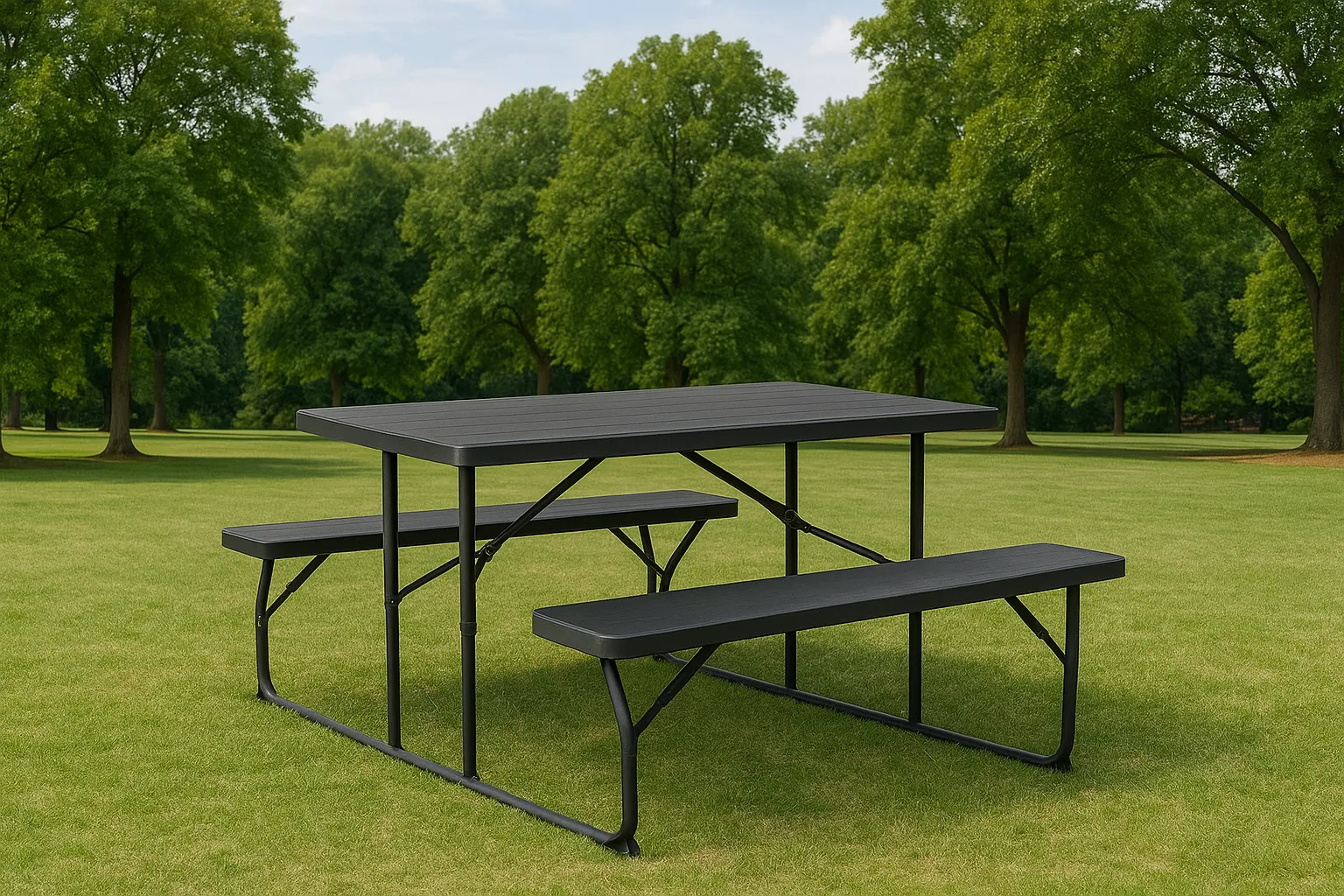 Folding Picnic wood grain Table & Benches (4.5 Feet insta-Fold)