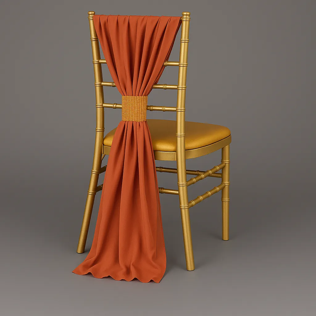Chiffon Chair Sashes/Tie 19"x72"- Rust