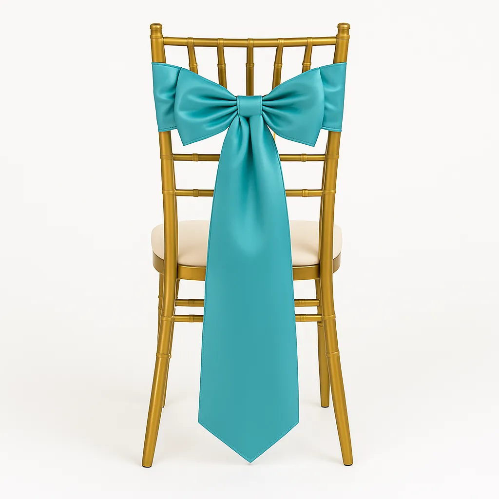 Turquoise Satin Chair Sashes Bows