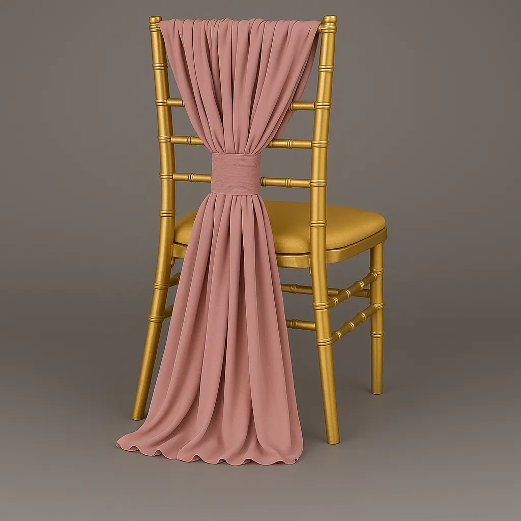 Chiffon Chair Sashes/Tie 19"x72"- Dusty Rose /Mauve