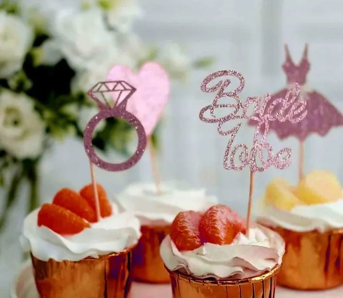 cake and cupcake topper- bridal shower design (24 Counts)