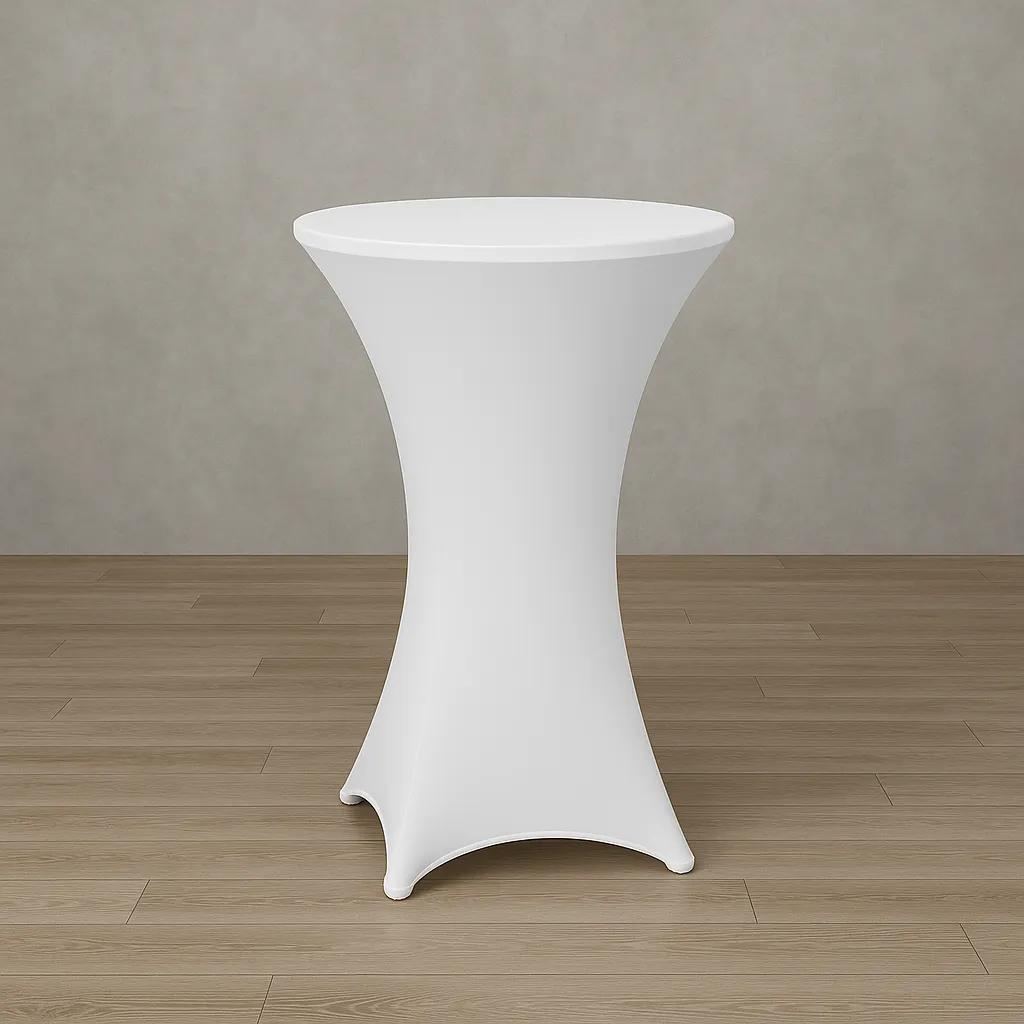 White Spandex Cocktail Table Cover – Fits 30–32" Diameter x 42" Height