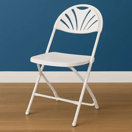 Plastic Fan Back Folding Chair - White