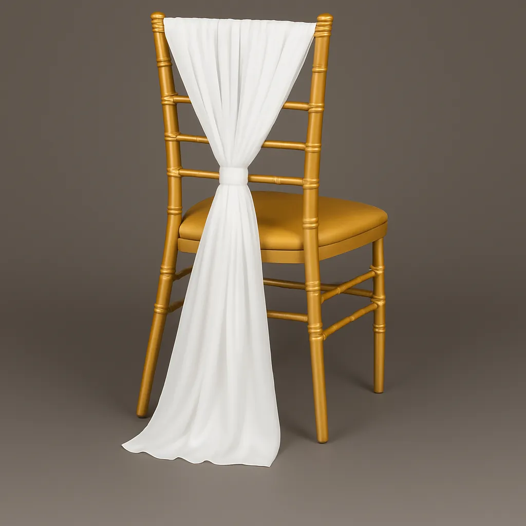 Chiffon Chair Sashes/Tie 19"x72"-white
