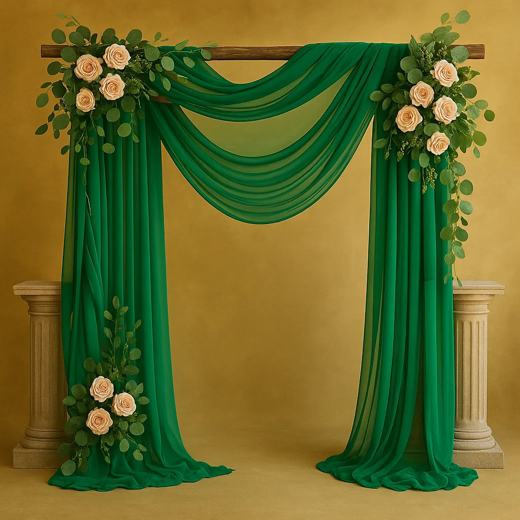 Drapes sheer Fabric Panel 28.7"X20FT-Emerald Green