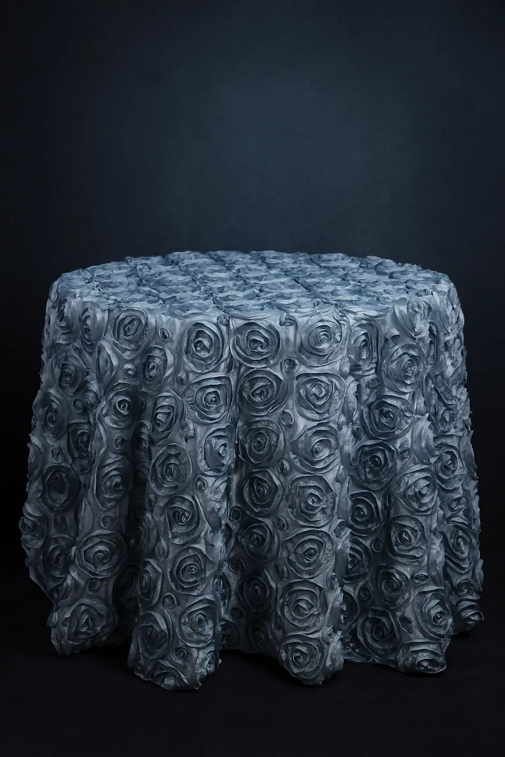120 " Satin Round 3D Rosette Tablecloth- Dusty Blue