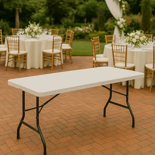 6 FT Rectangular Plastic Bi-Fold Banquet Table