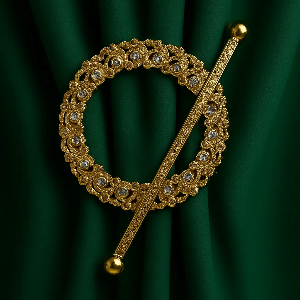 Curtain Tie Back Gold Barrette Acrylic Crystal- Round-7 Inch