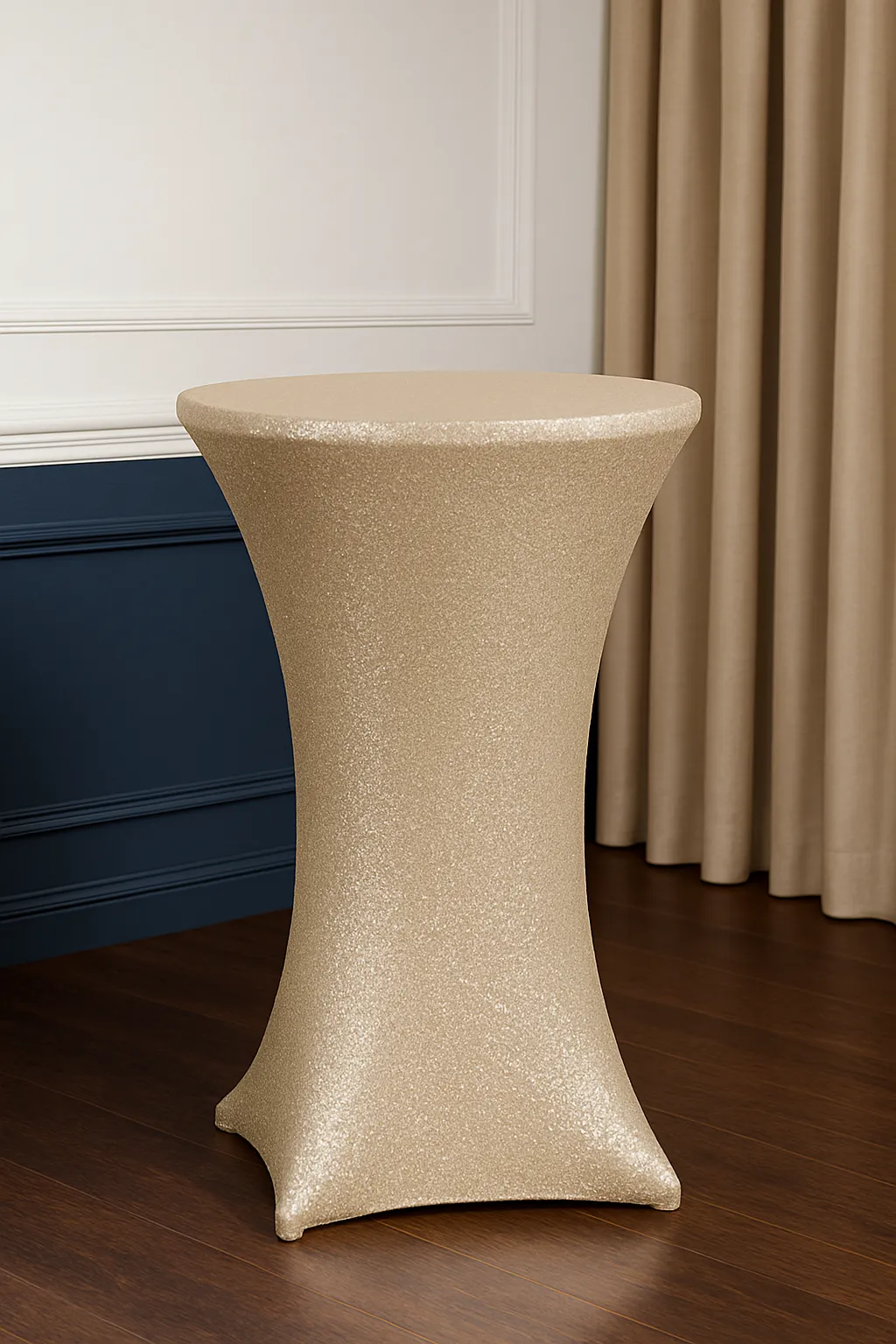  Champagne Glitz Sequin Spandex Table Cover – Fits 30”-32” Cocktail Tables