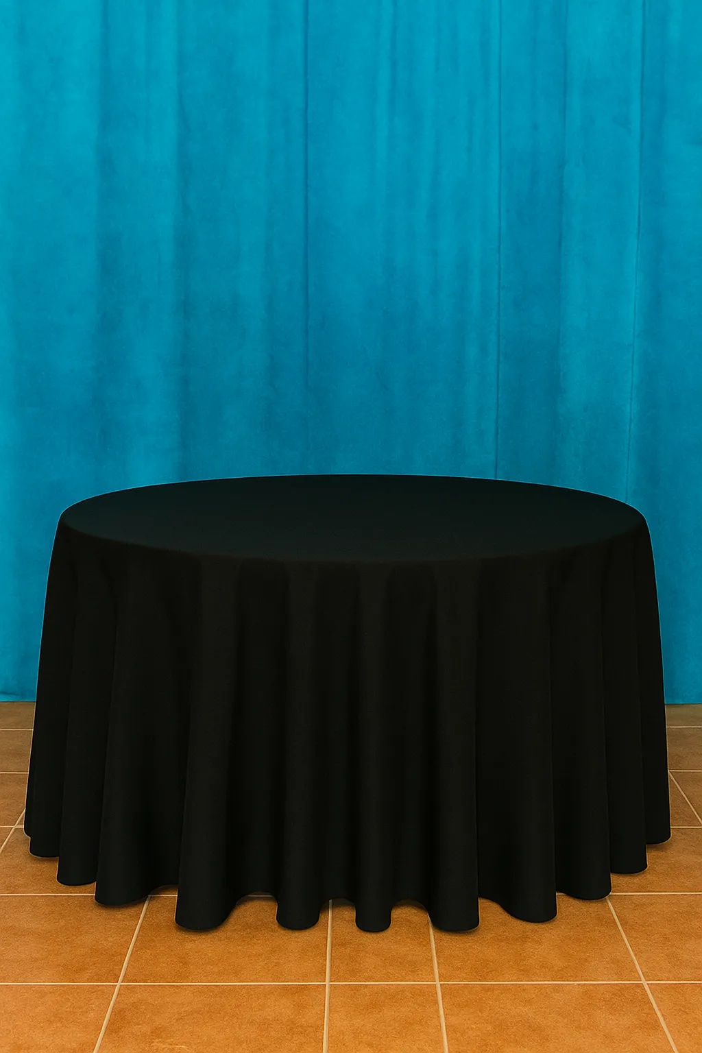 120" black Round Polyester Tablecloth for Wedding, Banquet, or Event