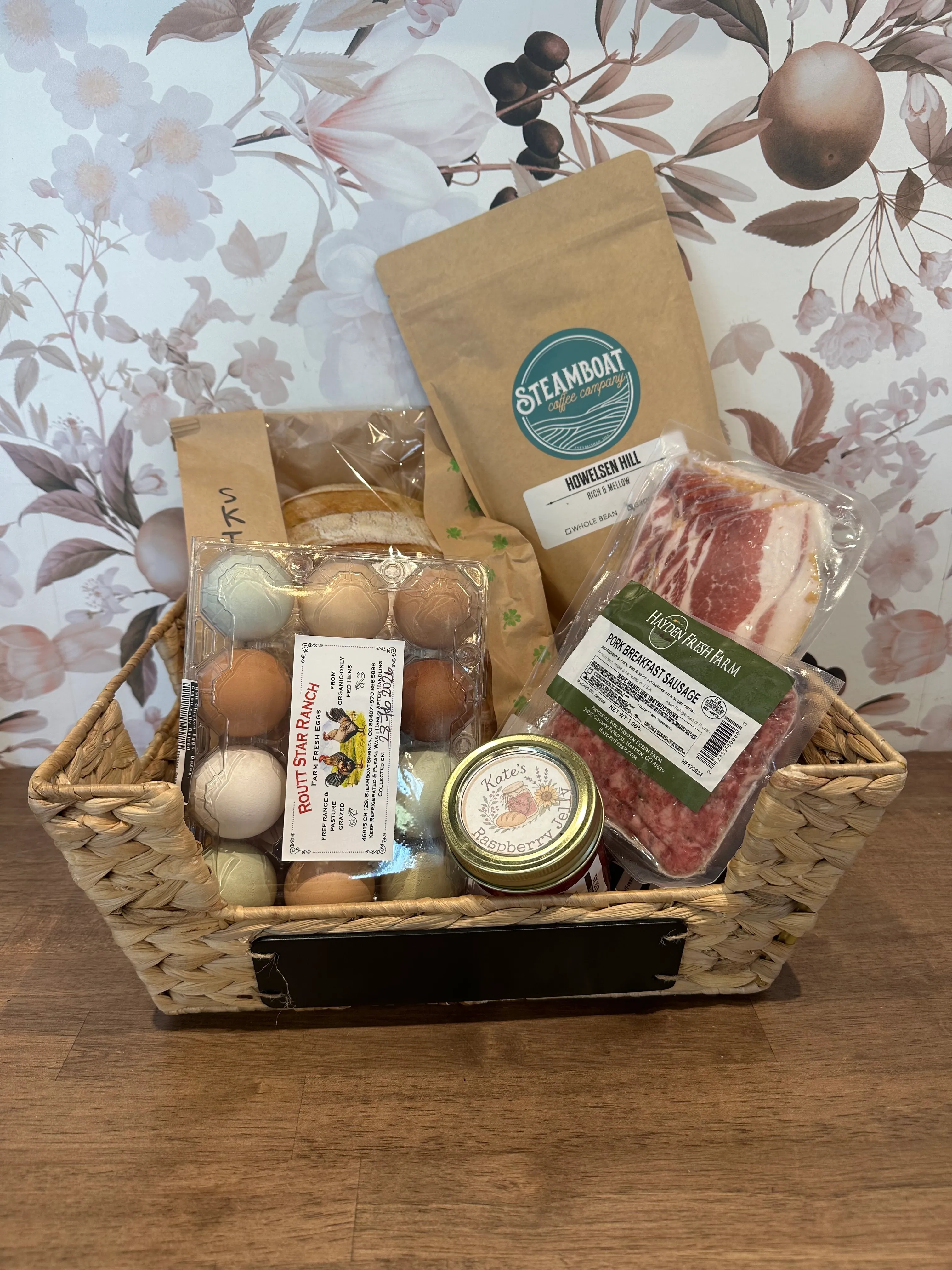 Valley Explorer  Basket- sourdough bread, jam/jelly, eggs, coffee, bacon or sausage.