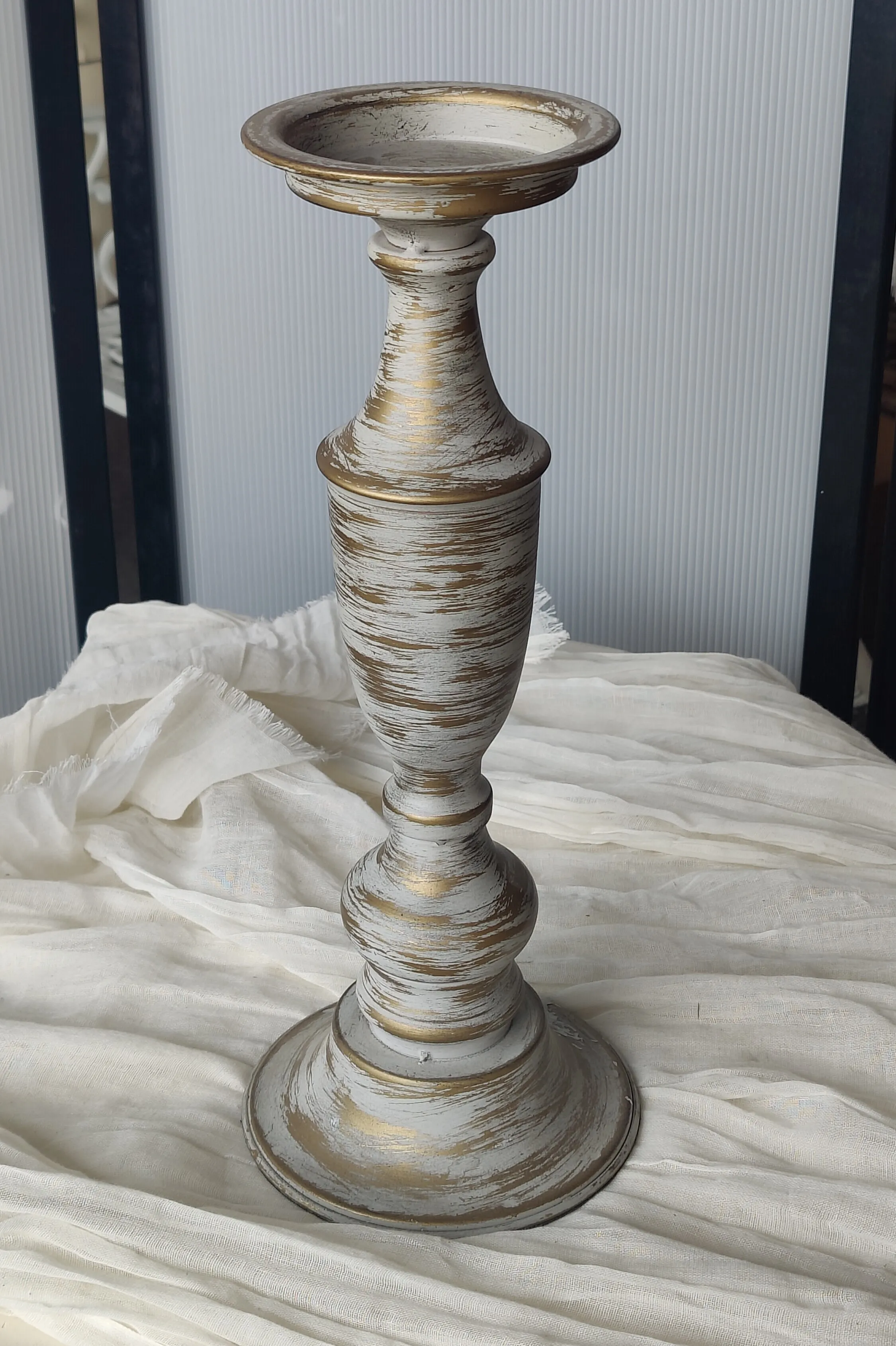 Gold Brushed Candlestick 14.5"