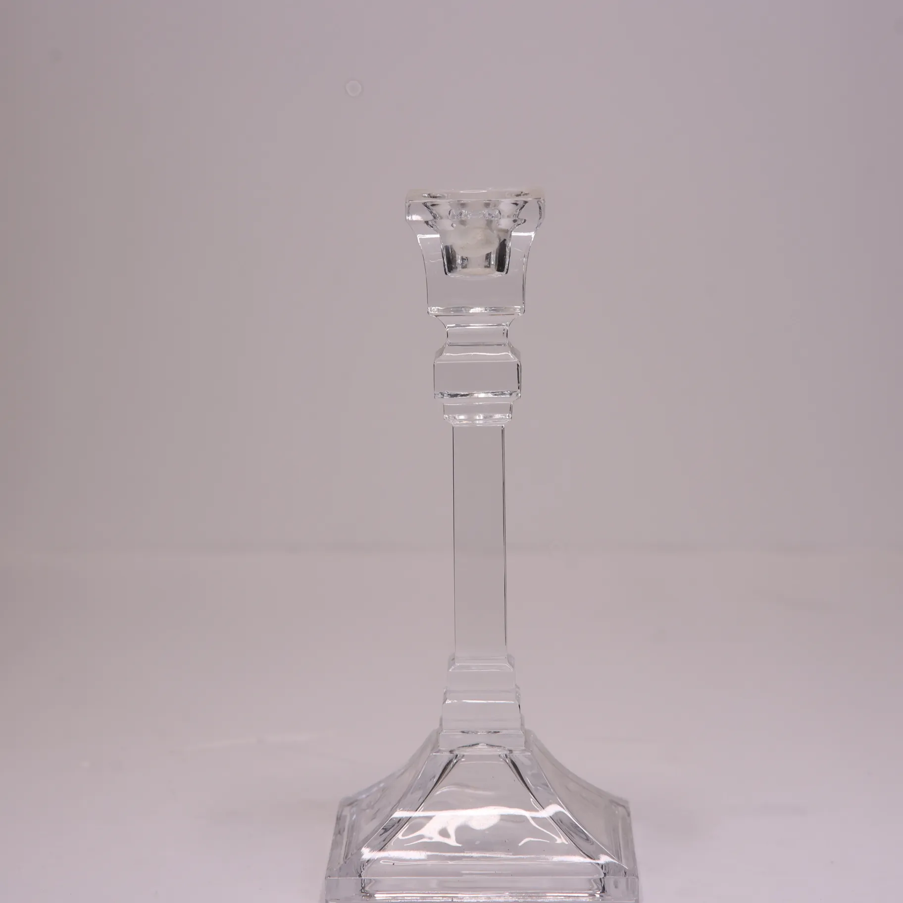 Glass Candlestick Square Top 8"