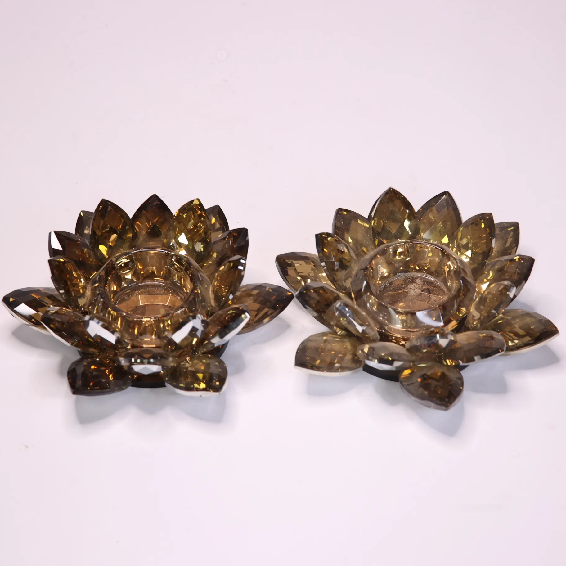 Gold Crystal Flower Tealight Holders