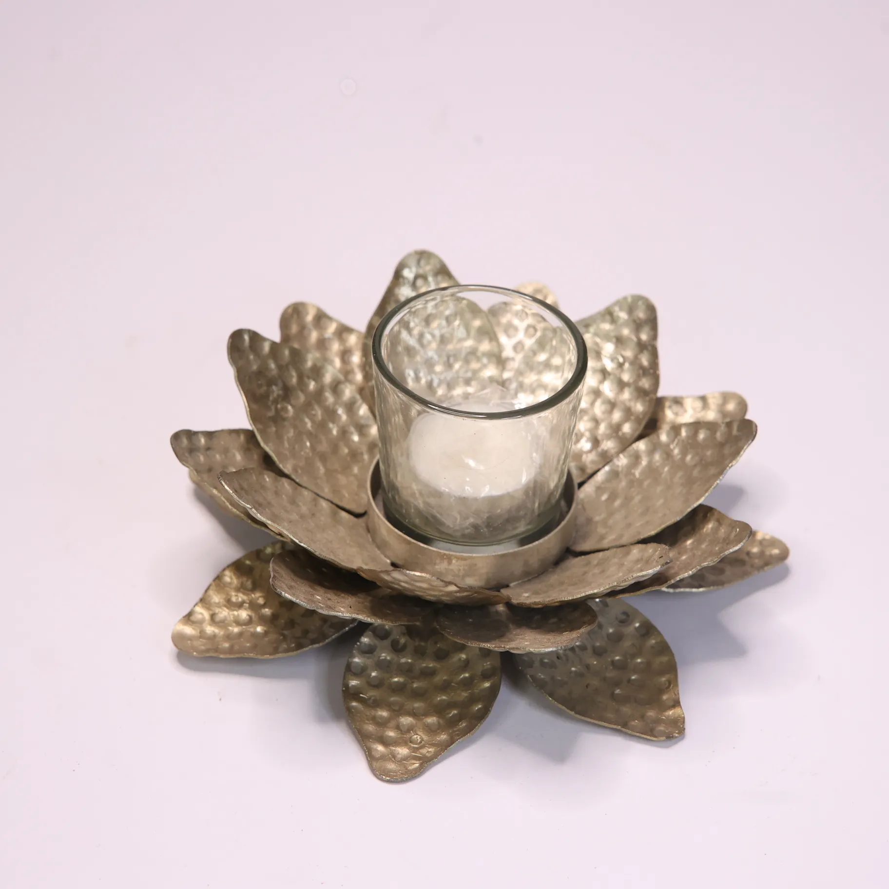 Gold Metal Flower Tealight Holder