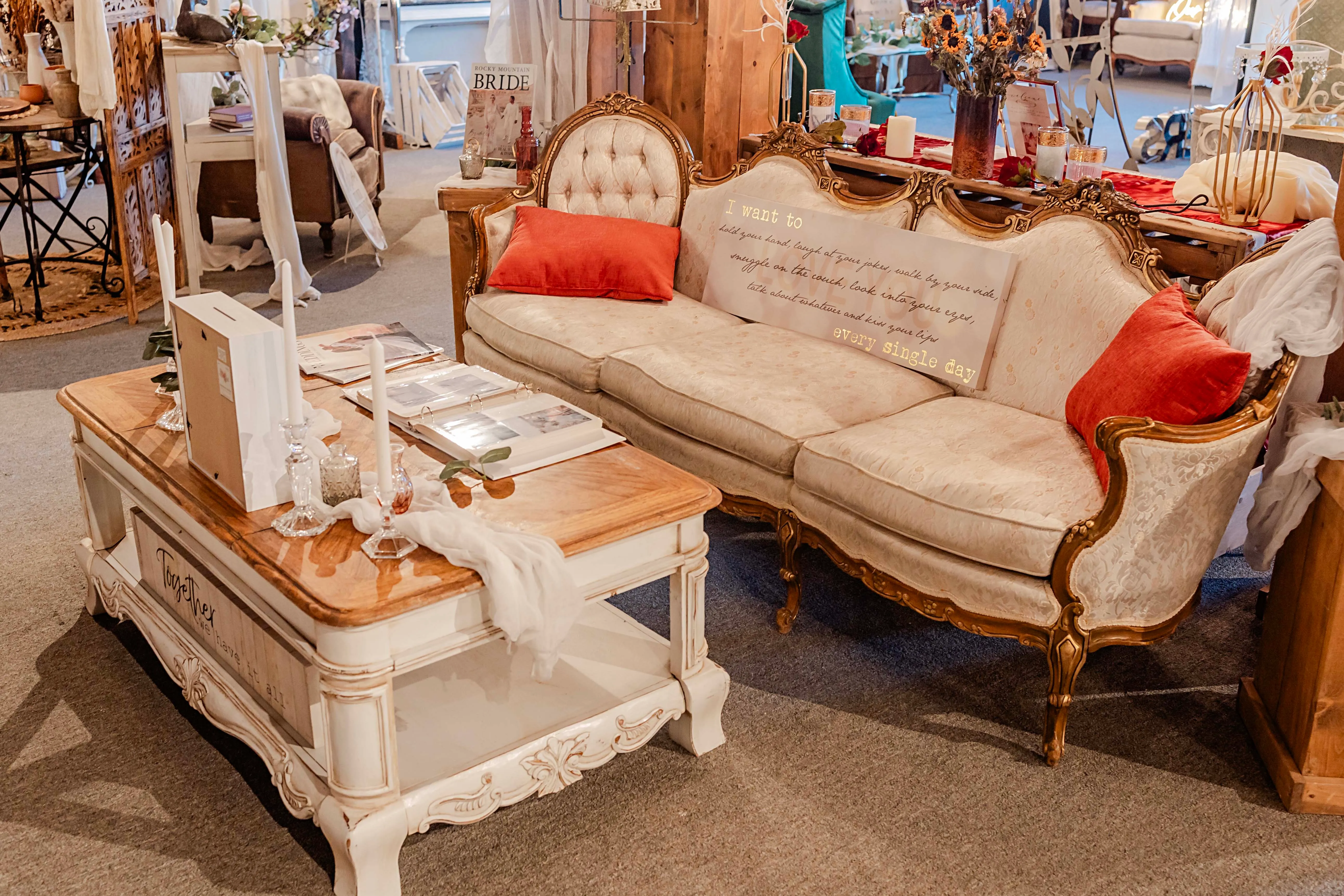 Antique Carved Couch - Wood Trim