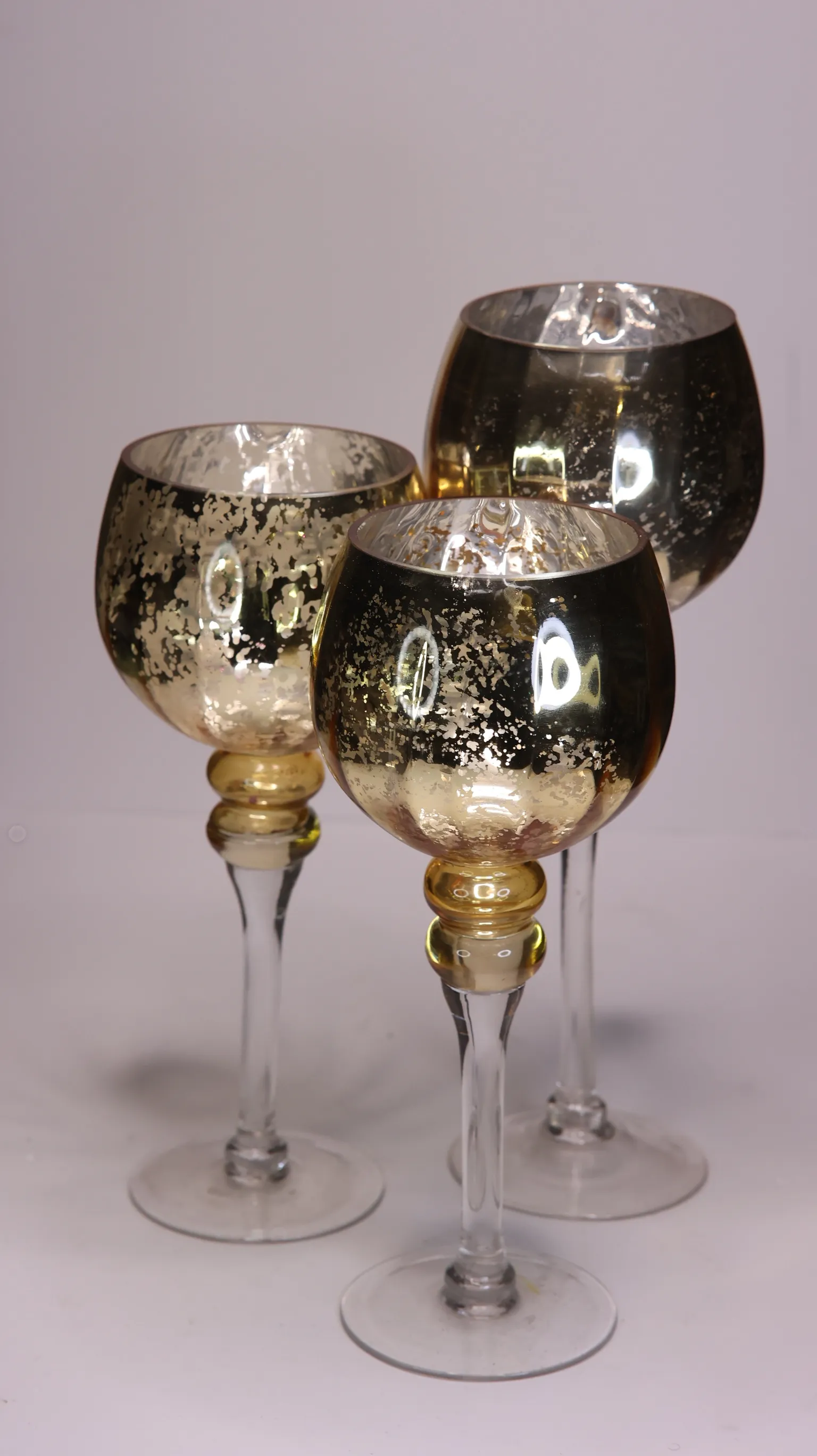Chippy Gold Goblet Candleholders