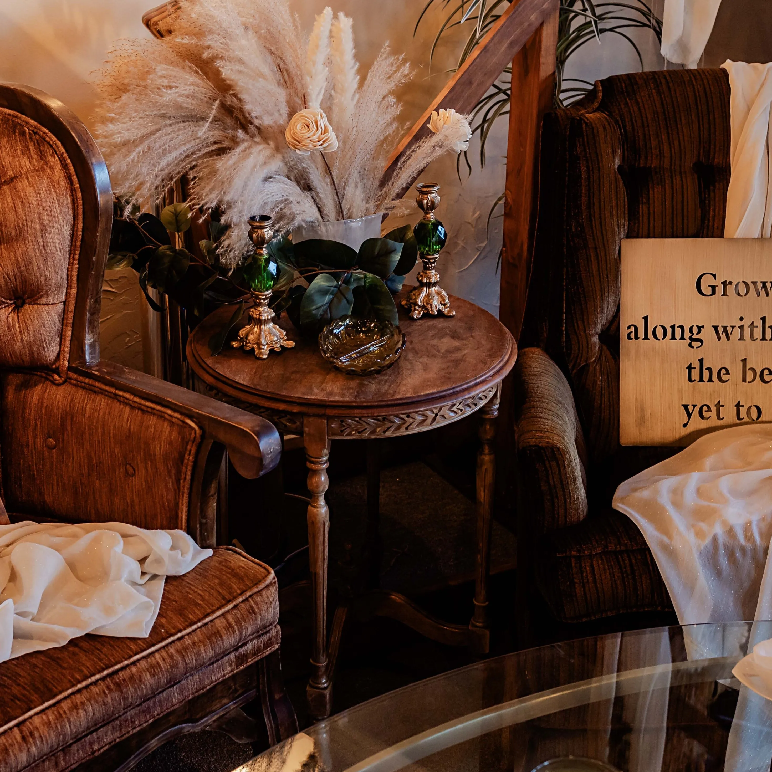 Wood Carved End Table