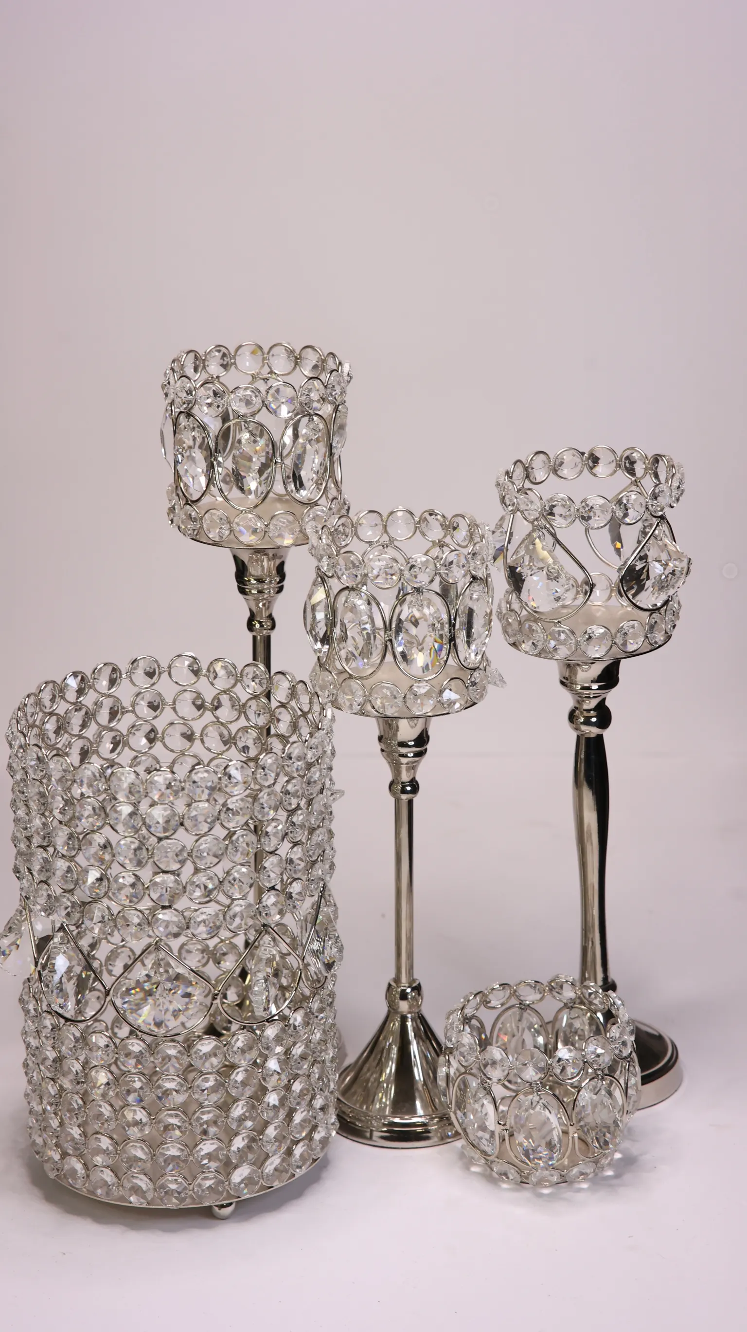 Oval Crystal Candle Holders