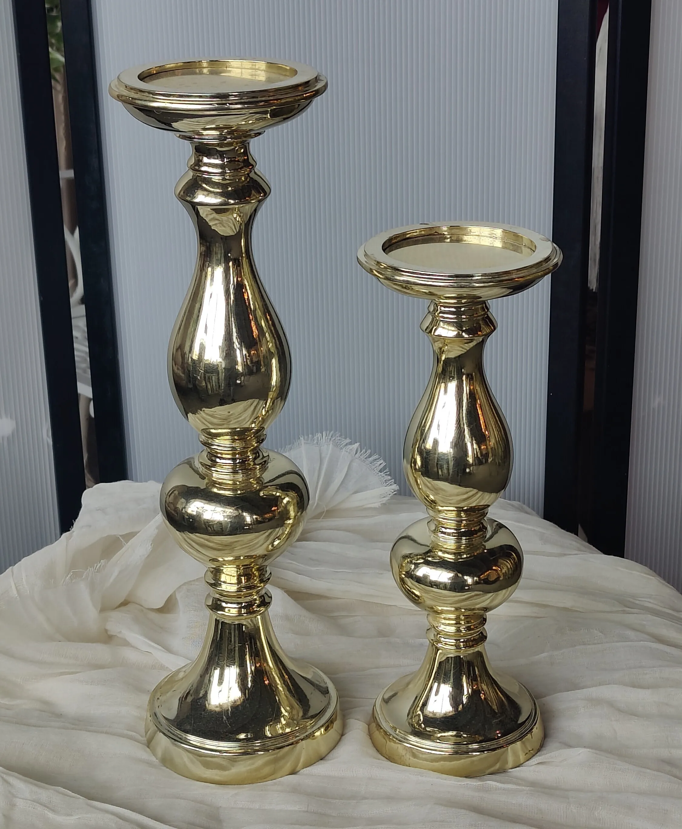 Gold Bulb Candlestick Set