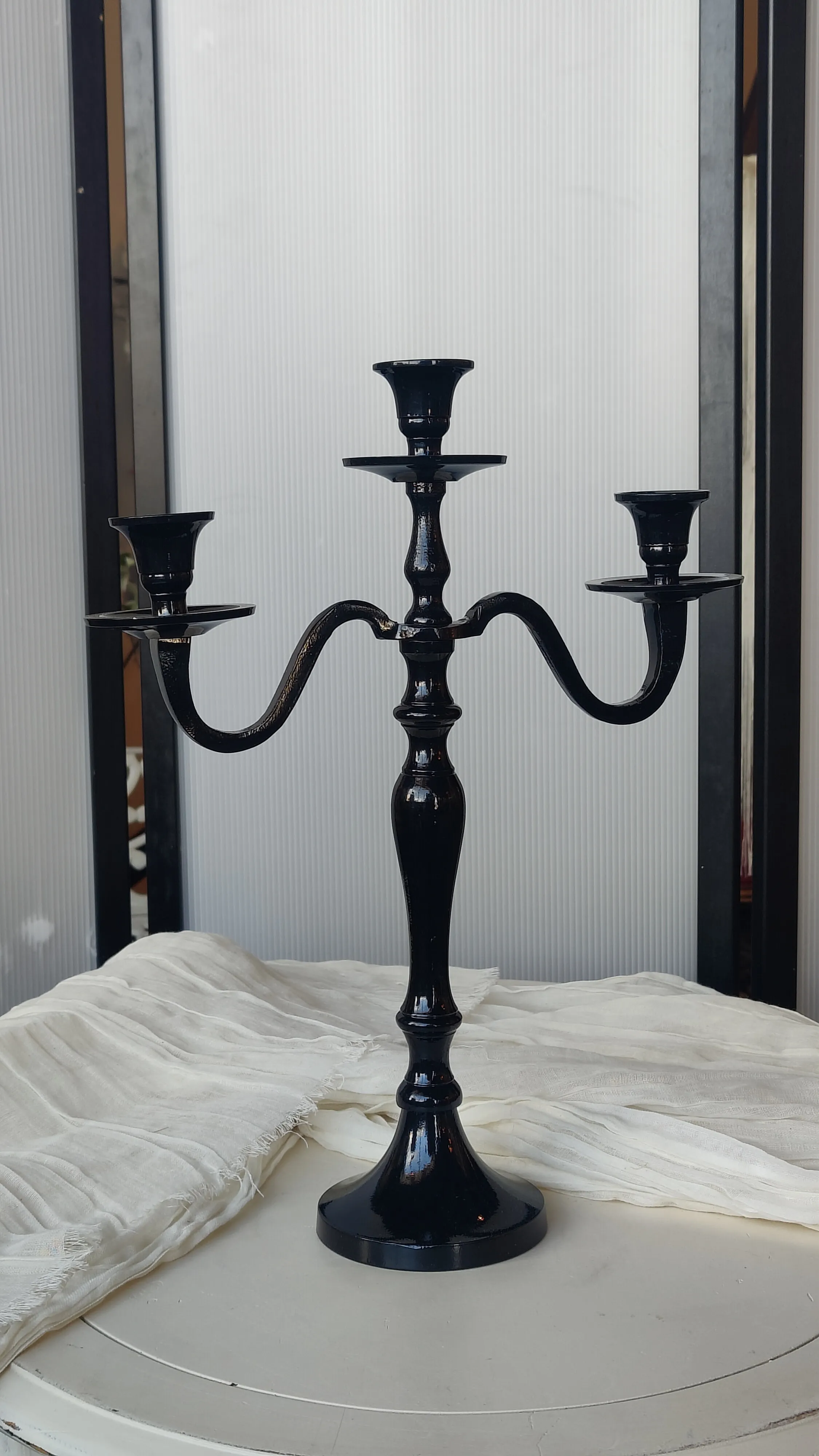3-Arm Black Candelabra