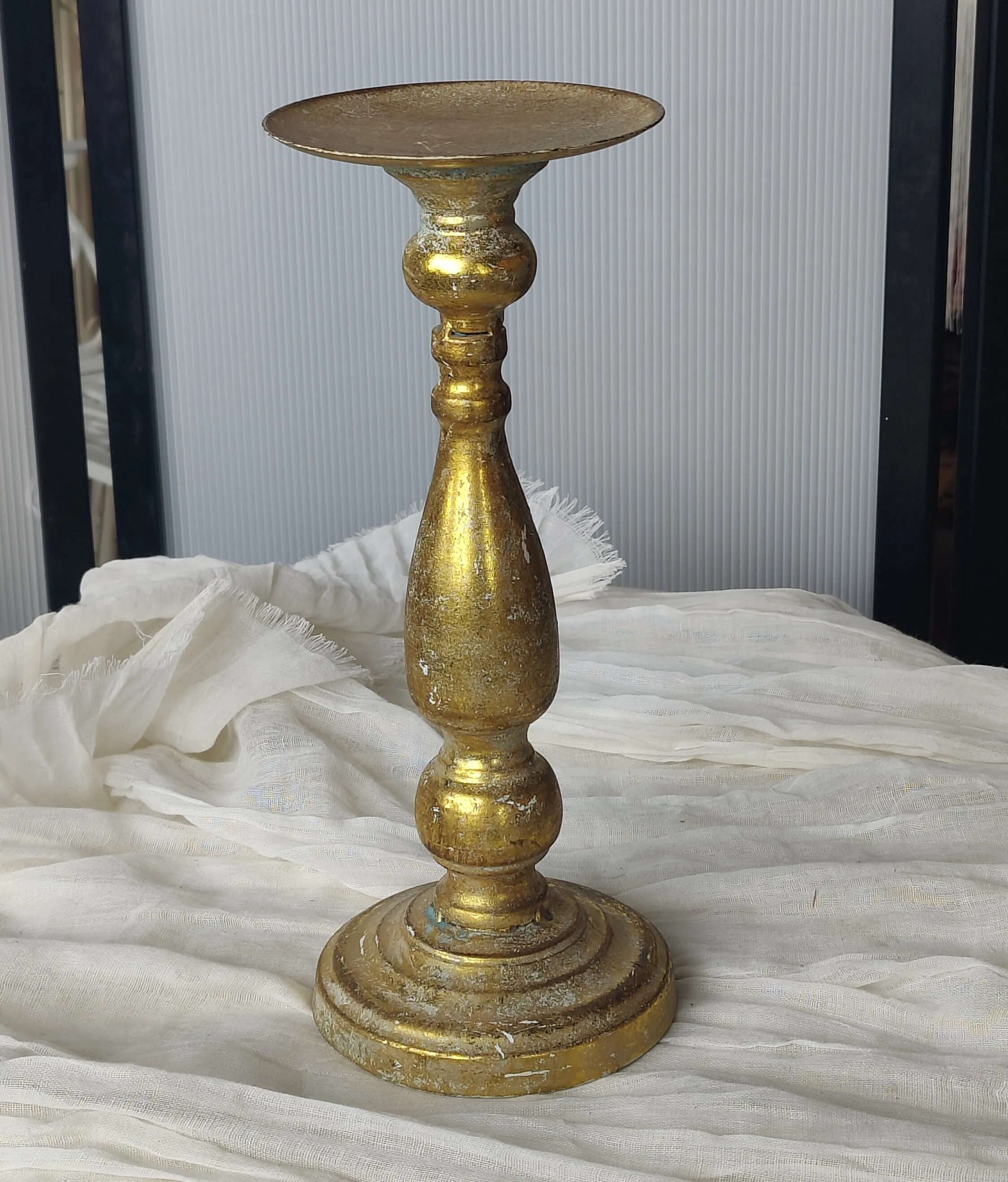 Gold Chippy Candlestick 11.5"