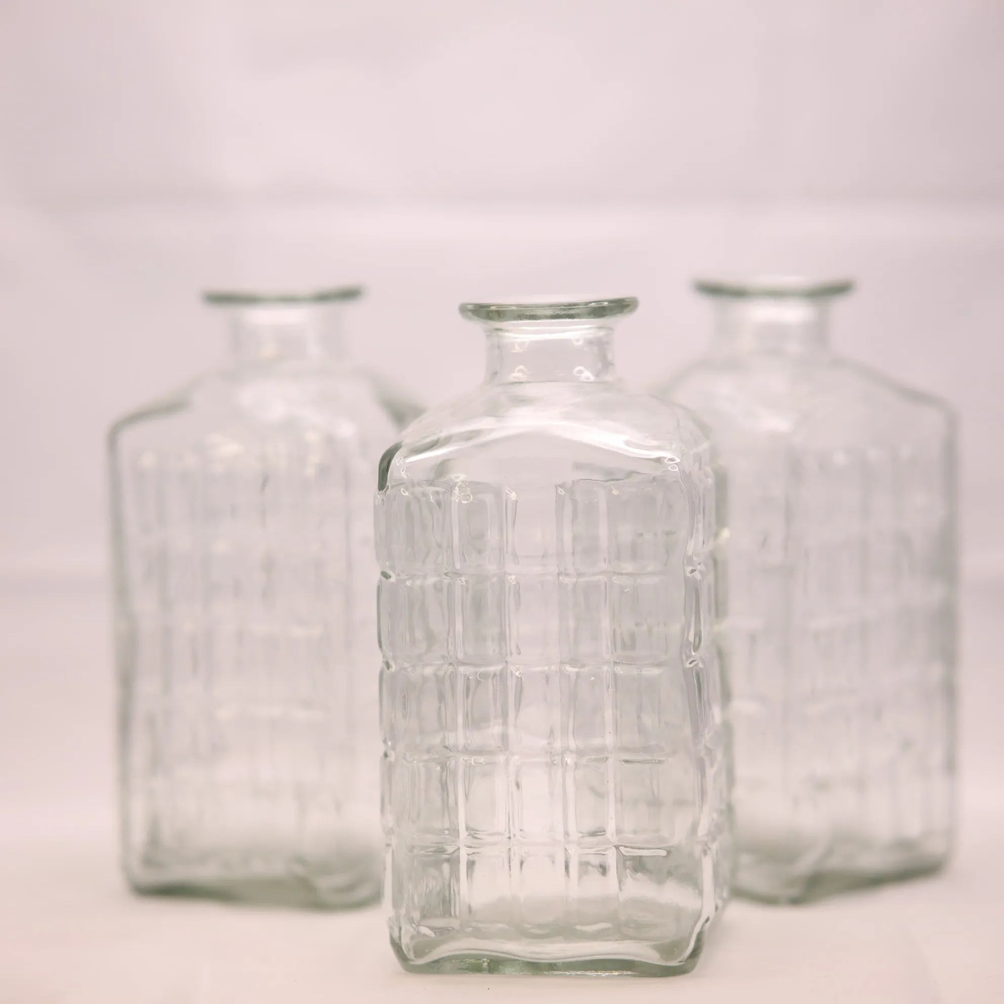 Clear Ridged Glass Bottle