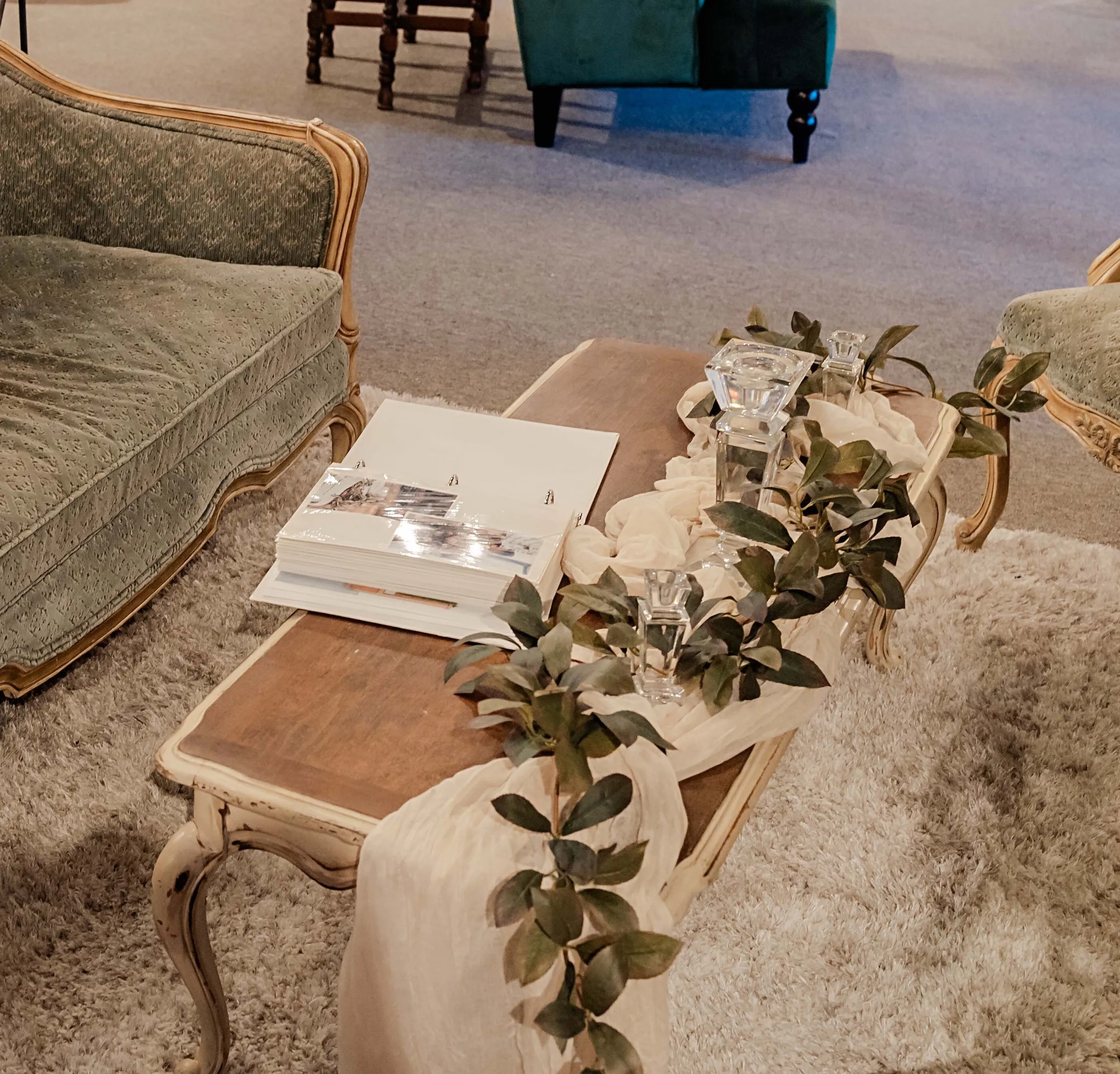 Cream and Wood Coffee Table