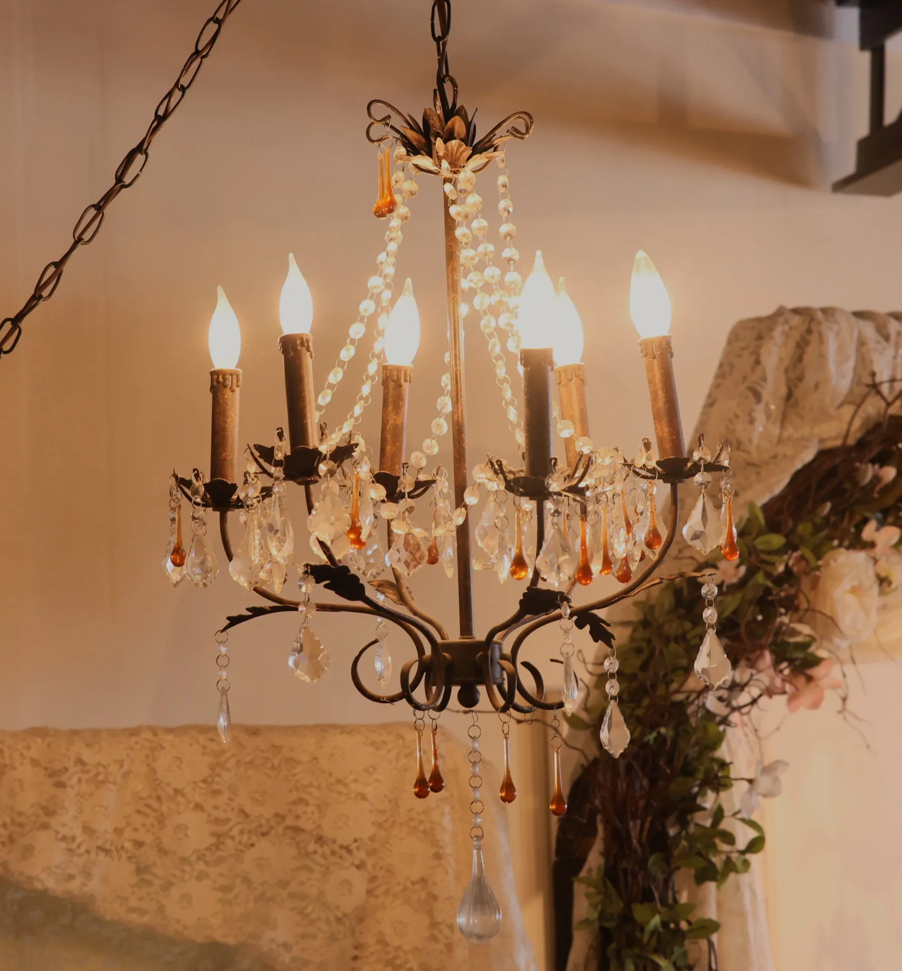 Amber Crystal Chandelier