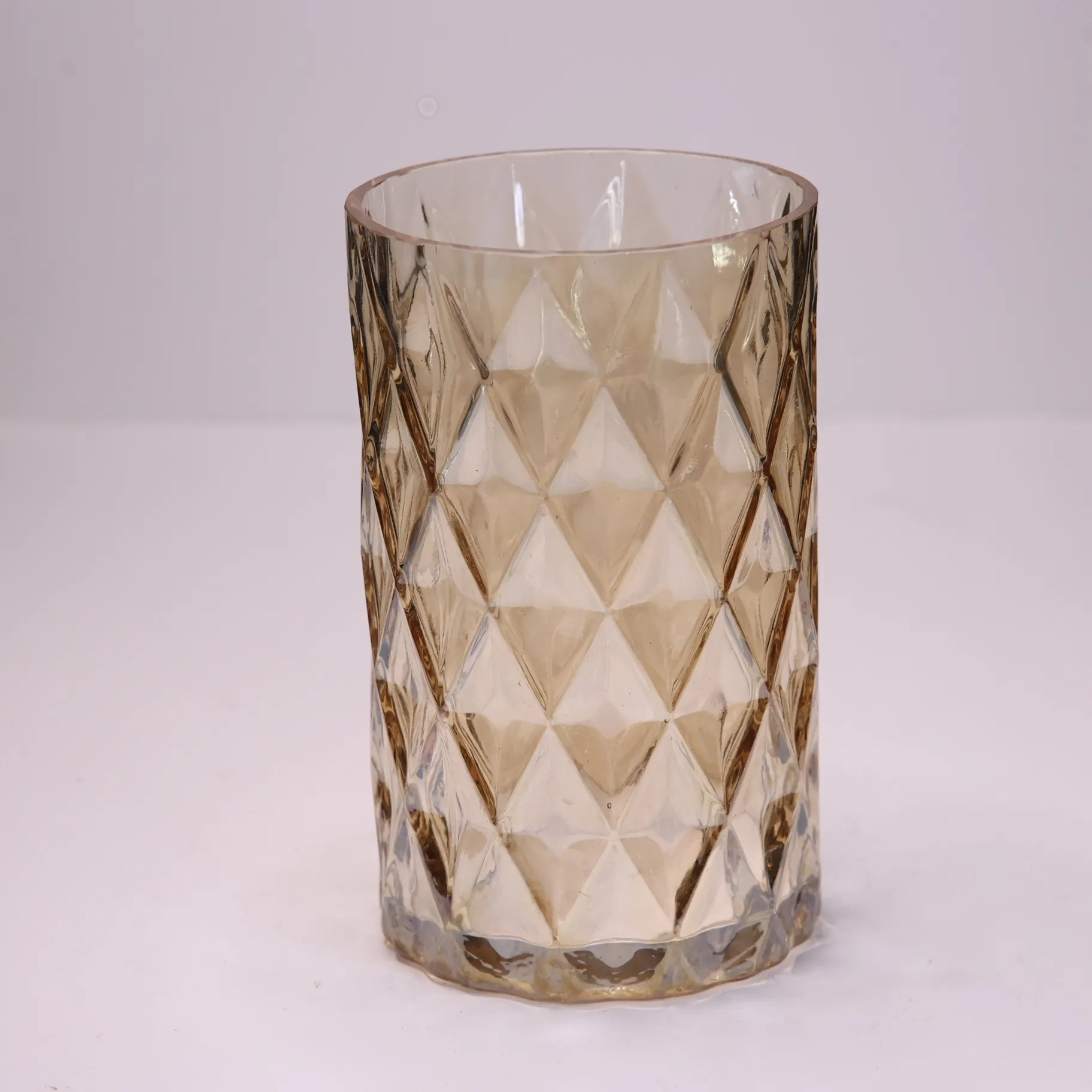 Gold Diamond Ribbed Candle Holder