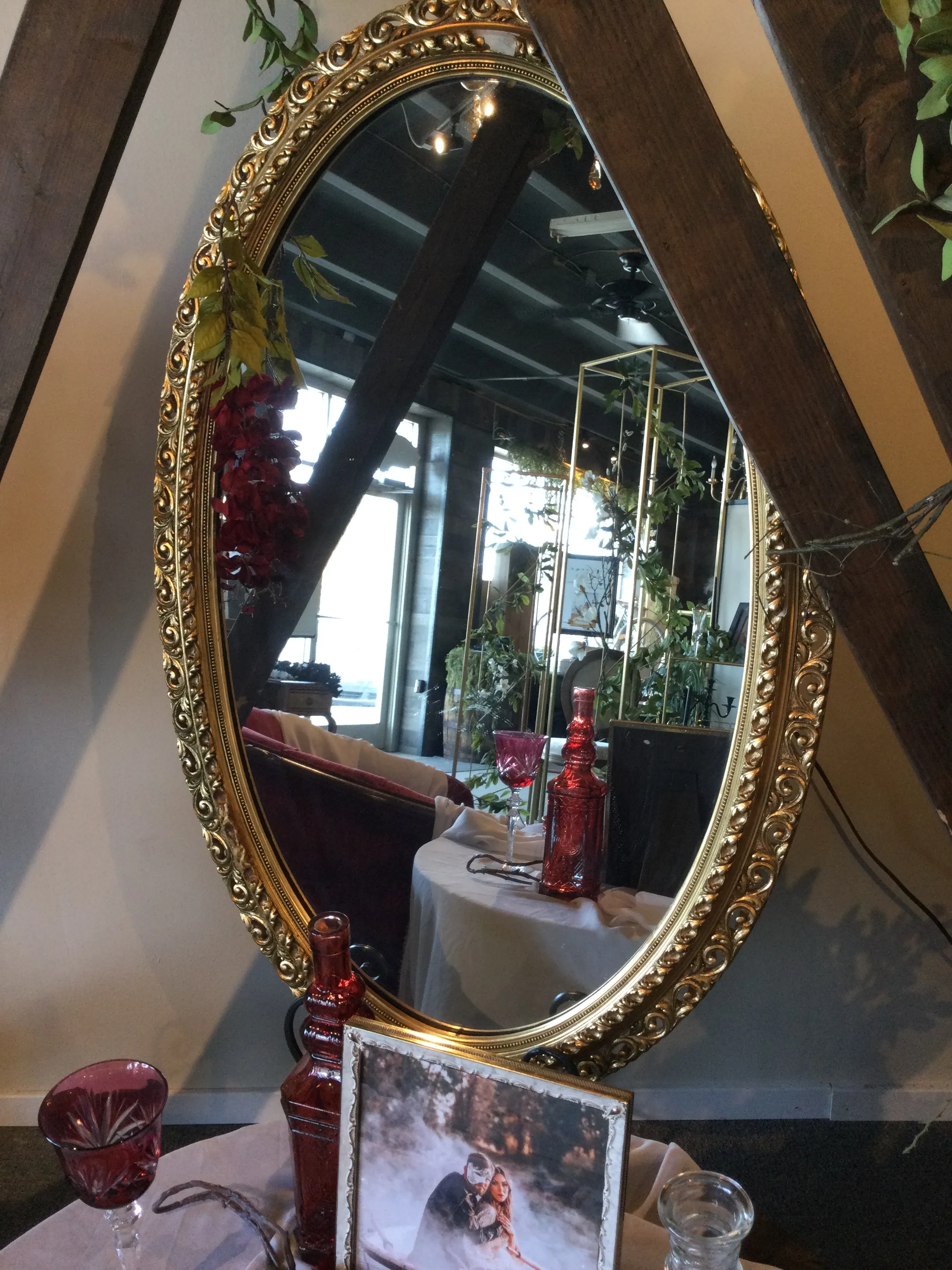 Vintage Gold Oval Mirror