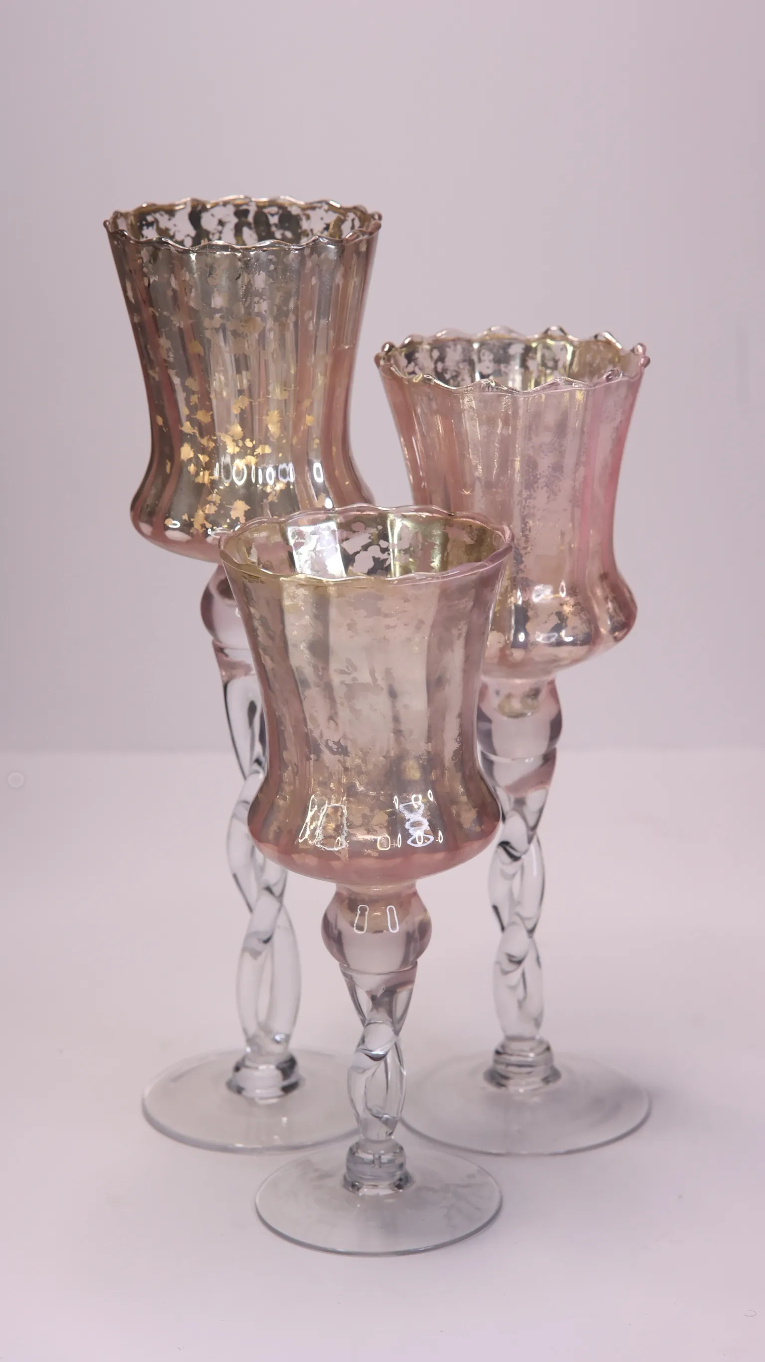 Pink Mercury Glass Candleholders