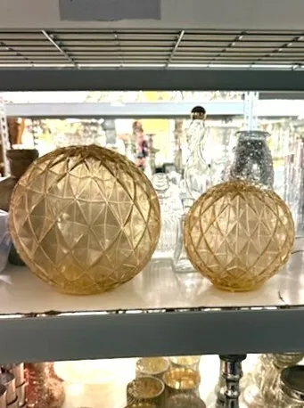 Gold Orb, Ribbed Candleholder Set