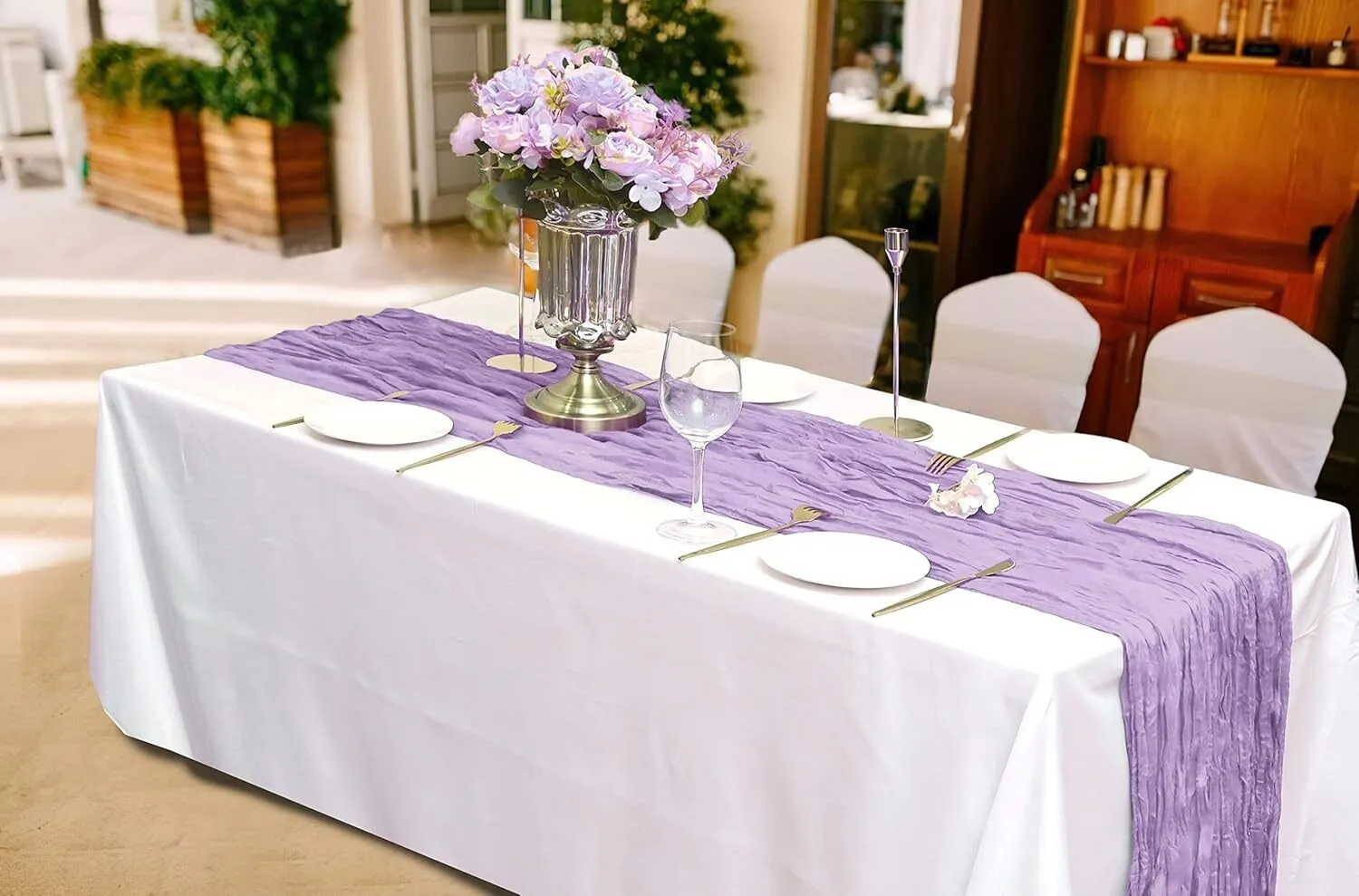 10' Lavender Cheesecloth Table Runner