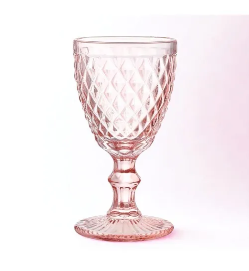 8 oz Pink Vintage Glass