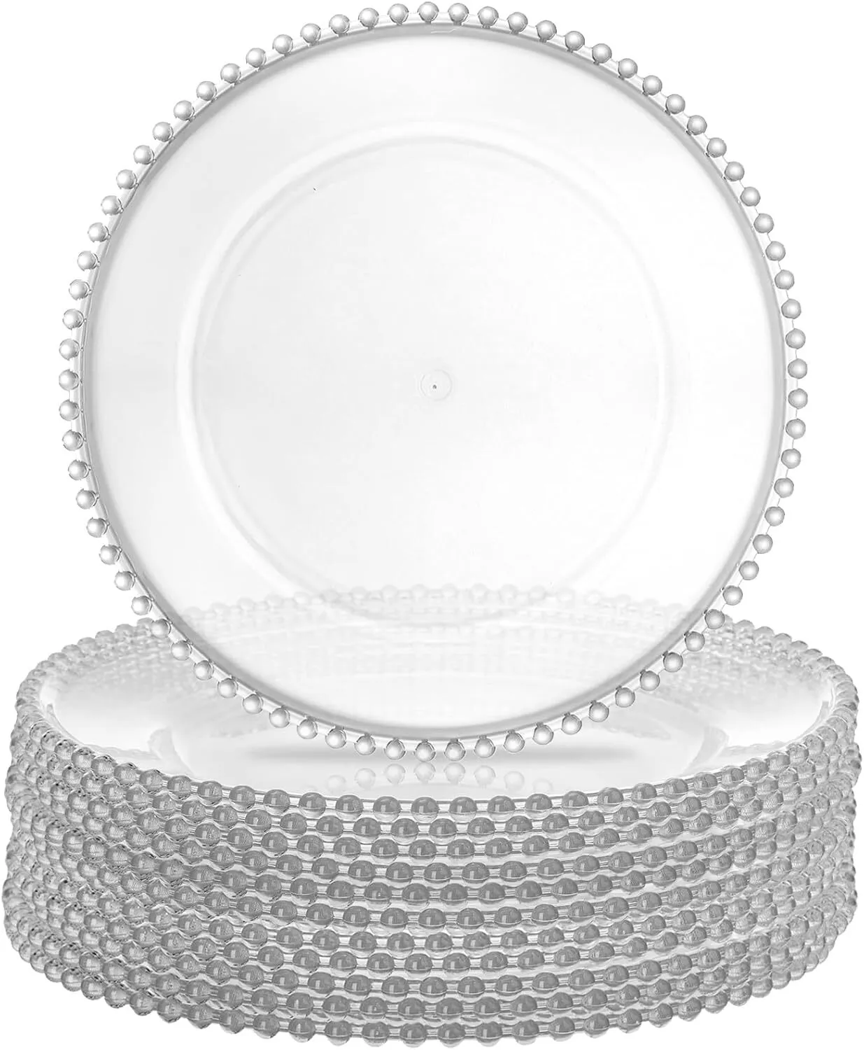 Clear Charger Plate with Clear Beaded Edge