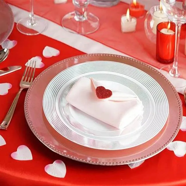 Rose Gold Charger Plate With Beaded Edge