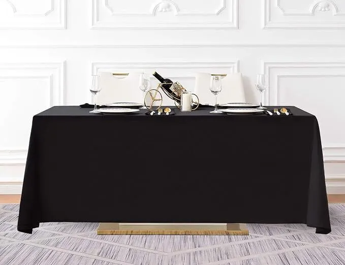 90" X 132" Black Rectangle Tablecloth 