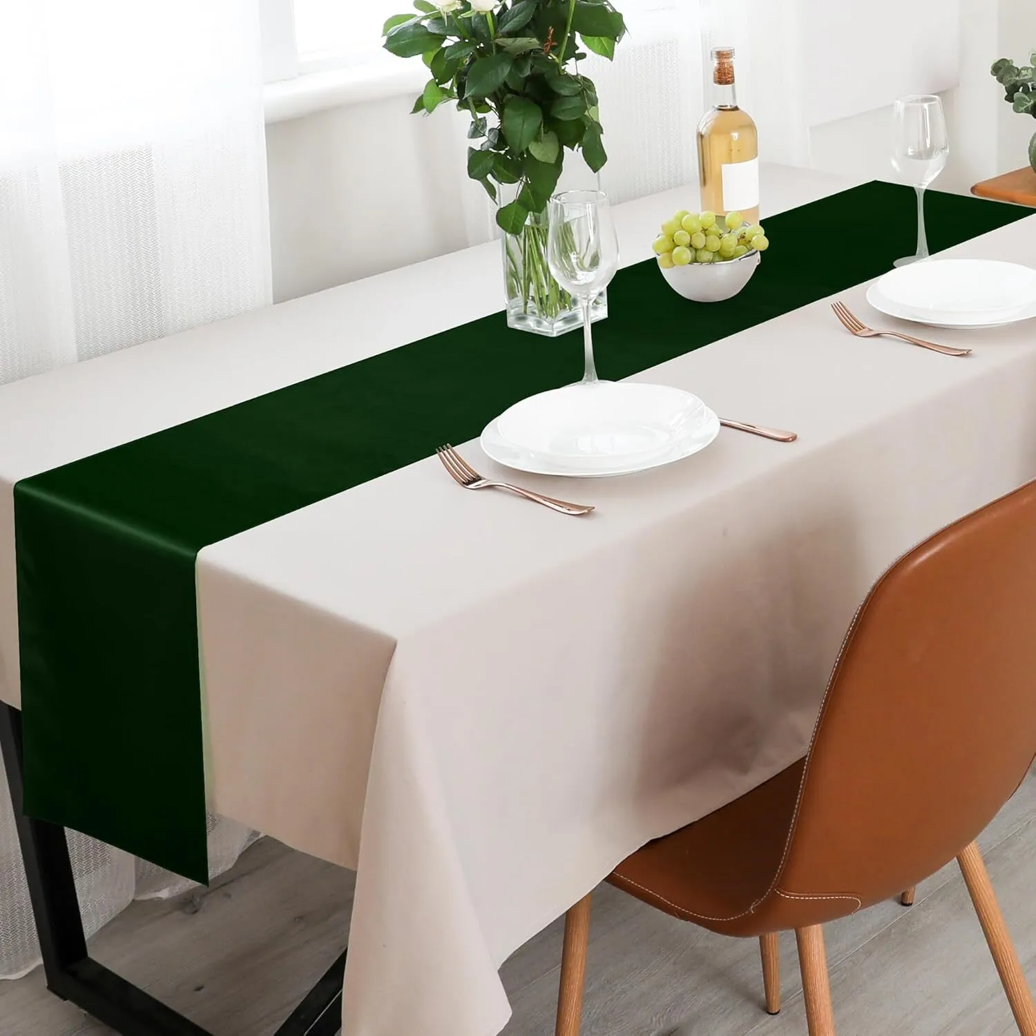 12" x 108" Dark Green Satin Table Runner