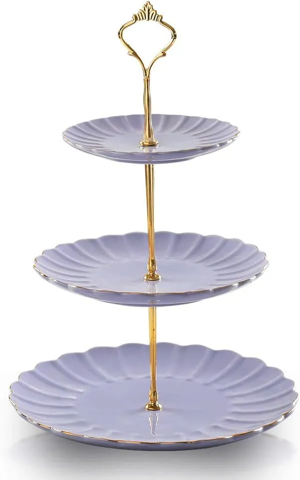 3-Tier Lavender Ceramic Stand