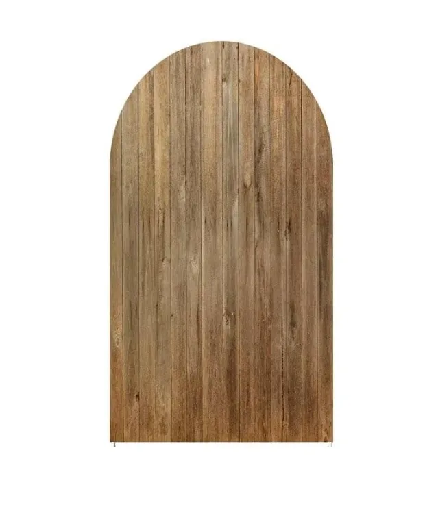 7.2 ft Rustic Brown Wood Grain Arch Backdrop Cover