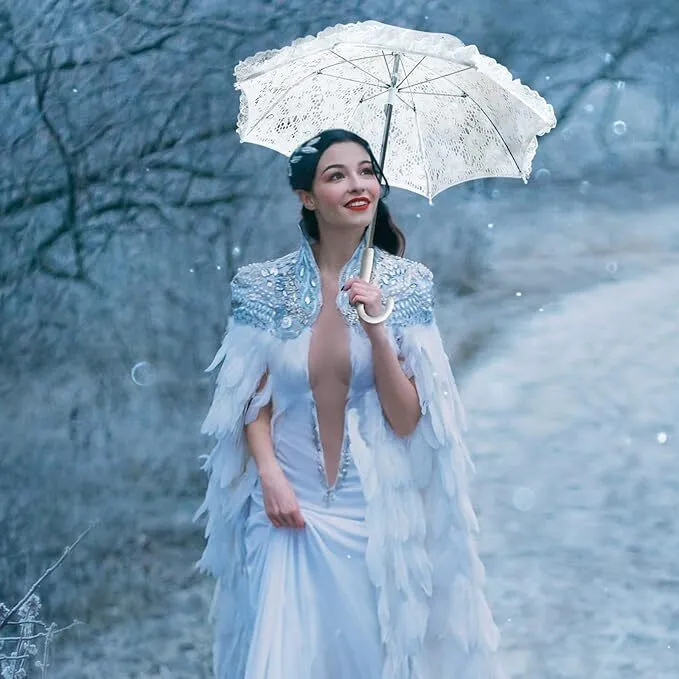 White Lace Parasol Umbrella
