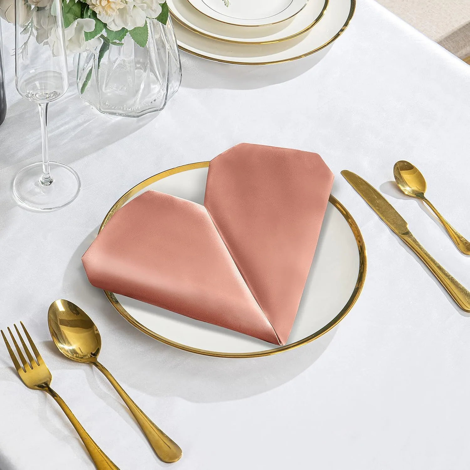 17" x 17"  Rose Gold Satin Napkin