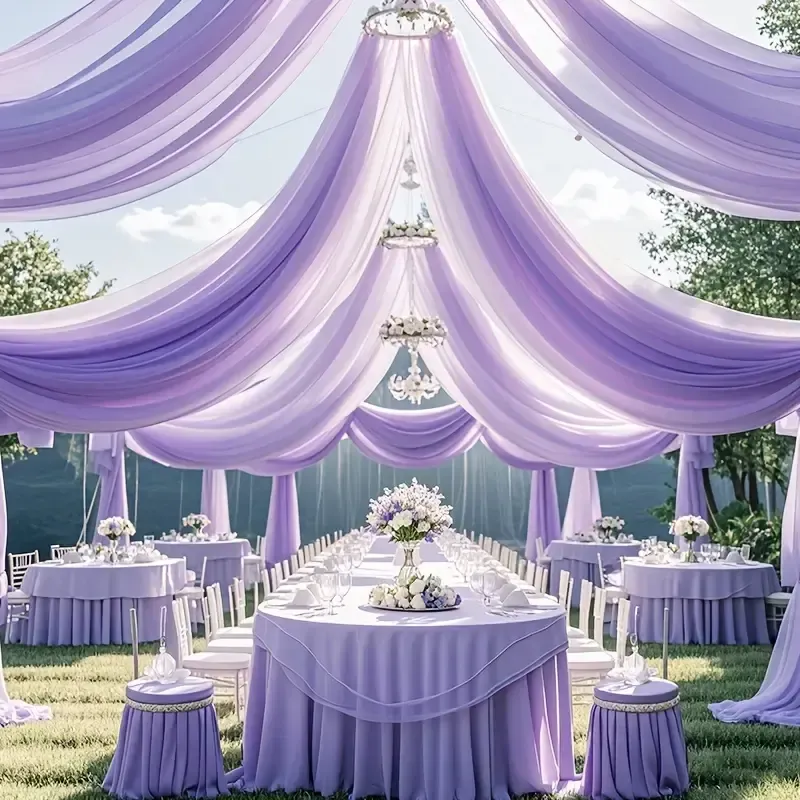 26.2 ft x 2.6 ft Lavender Chiffon Fabric Ceiling Drapes