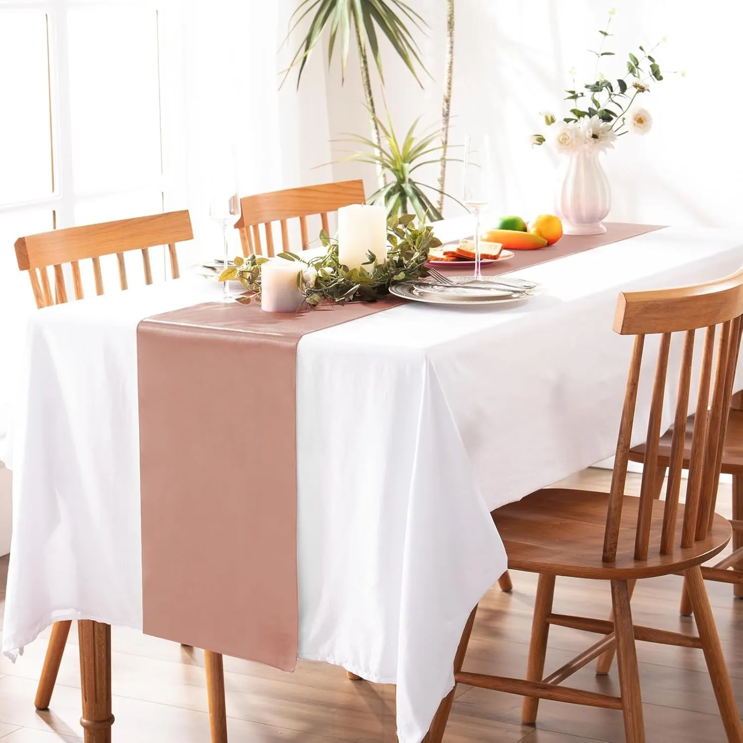 12" x 108" Rose Gold Satin Table Runner