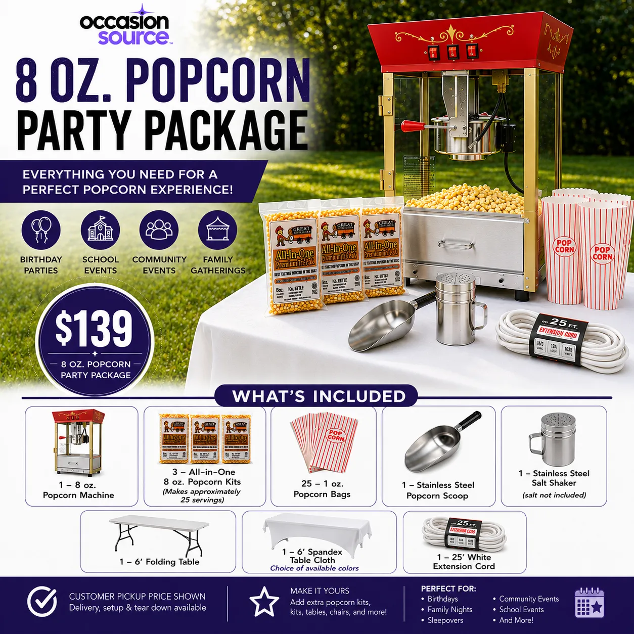 🎬 8 oz. Popcorn Party Package