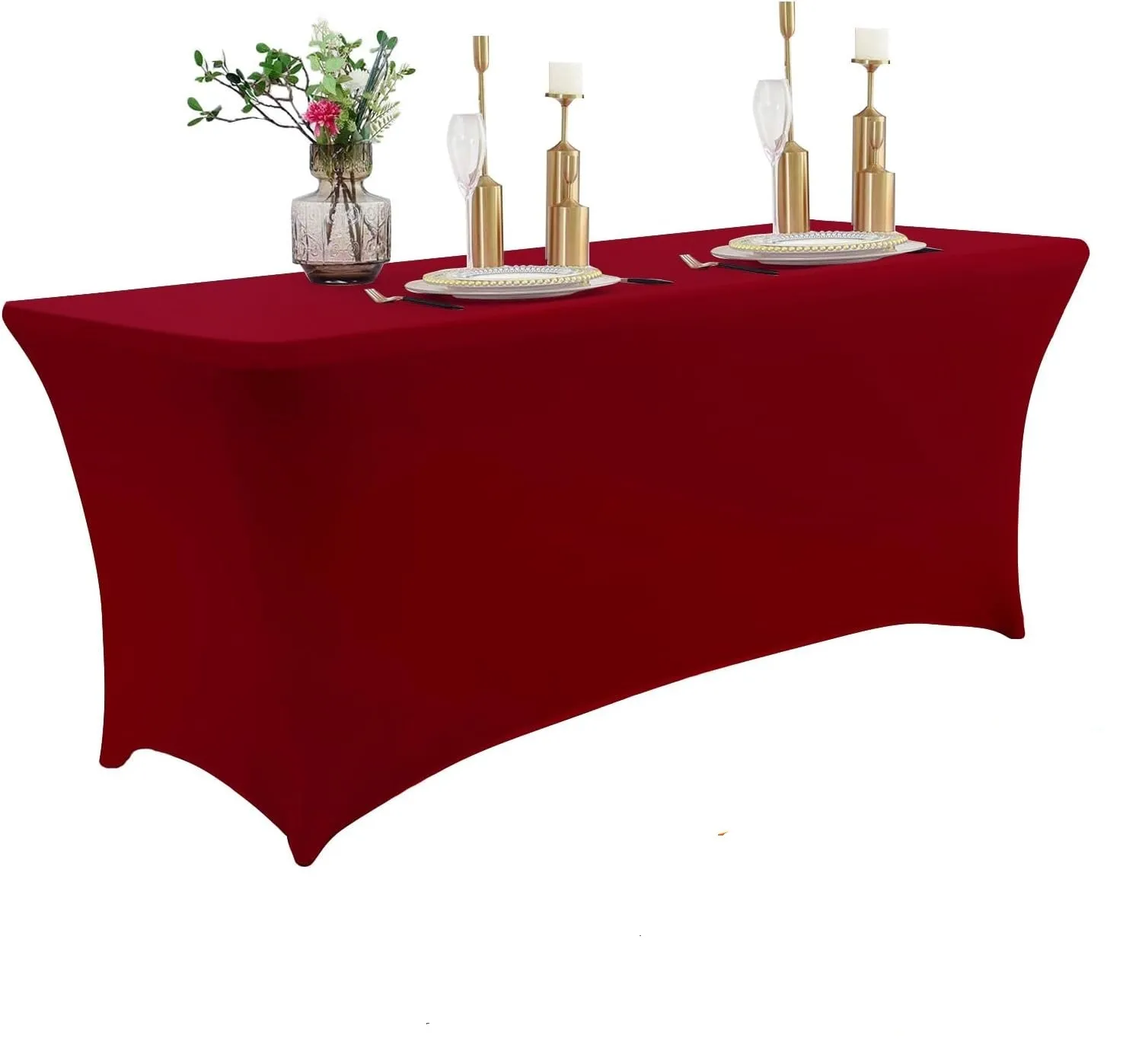6' Burgundy Rectangle Spandex Tablecloth