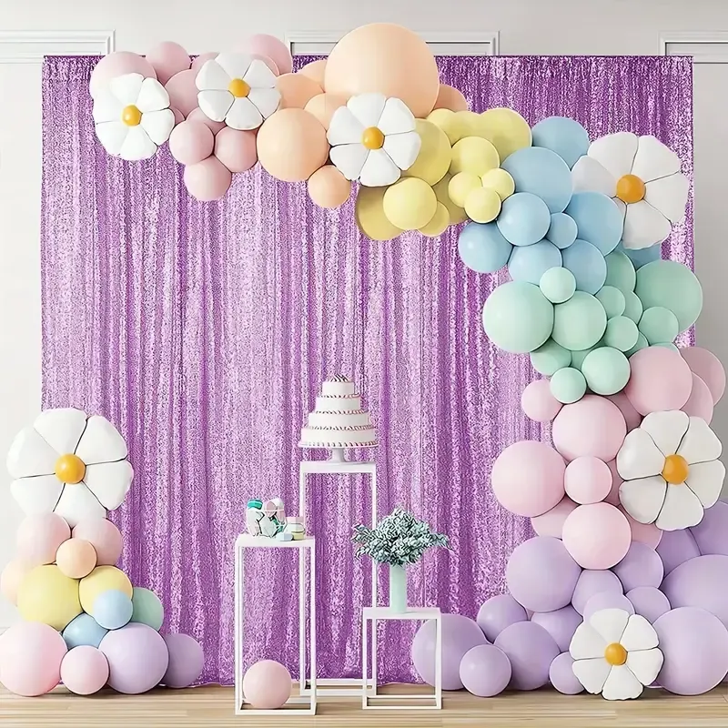 2' x 8' Lavender Sequin Backdrop Curtains