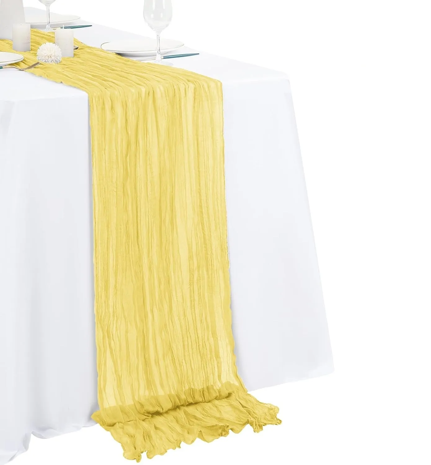17″ × 108″ Yellow Cheesecloth Table Runner