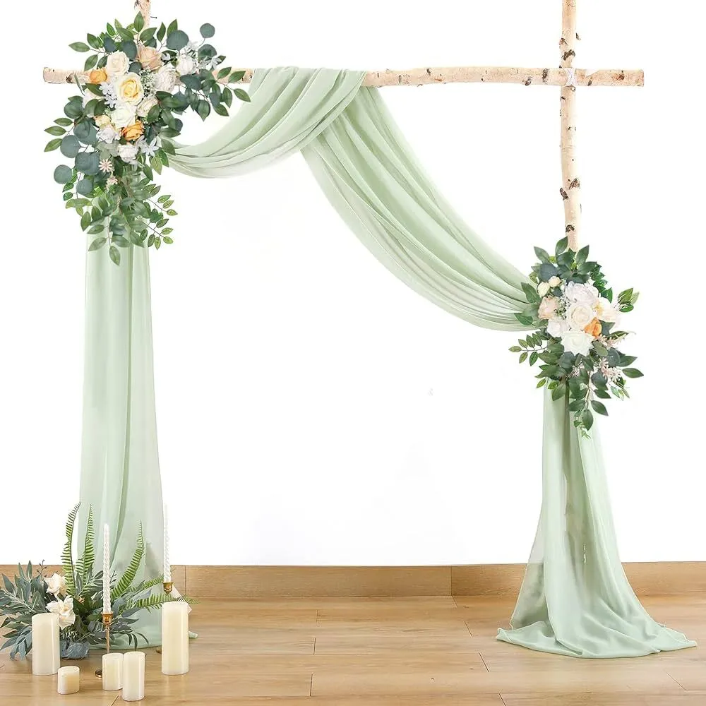 18 ft Sage Green Wedding Arch Drape